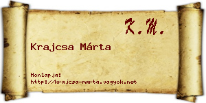 Krajcsa Márta névjegykártya